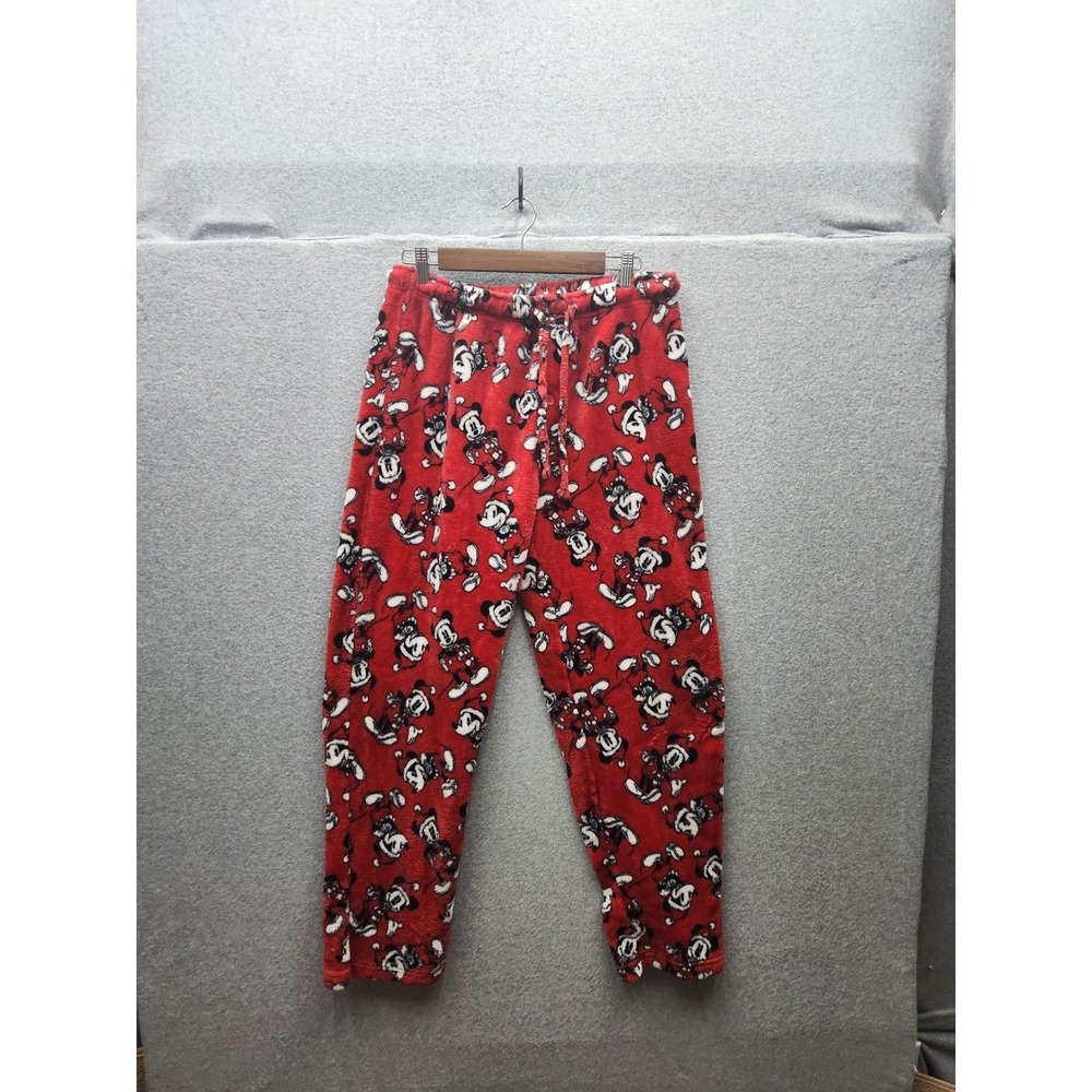 Disney Mickey Mouse Santa Christmas Fleece Pajama Pants Red XL Holiday Sleep